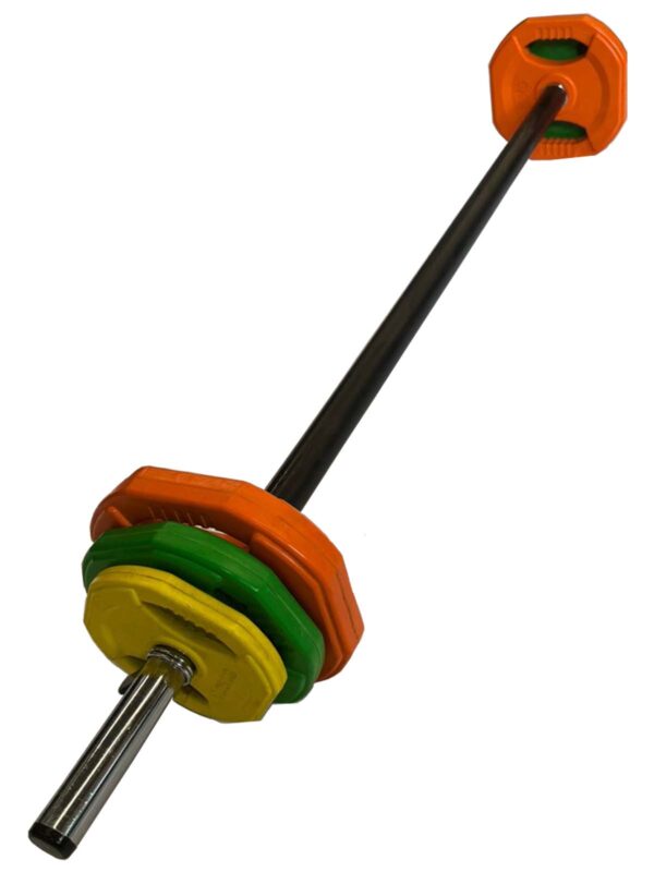 SET DE BARRA BODY PUMP CON 3 PARES DE DISCOS